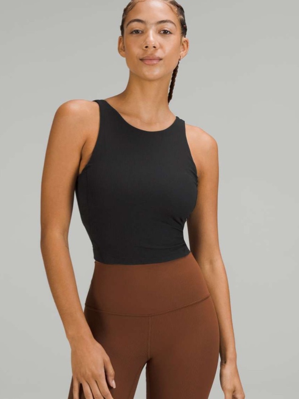 Lululemon Align Ribbed High-Neck Tank Top Size 6 Black Nulu Buttery Soft Yoga